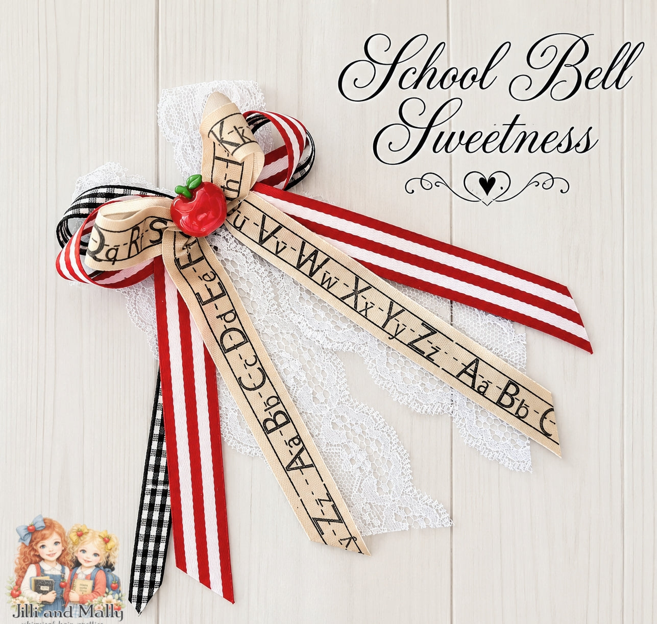 School Bell Sweetness Long Bows Single OR Piggy Set *Pre-order 4 wk turnaround*