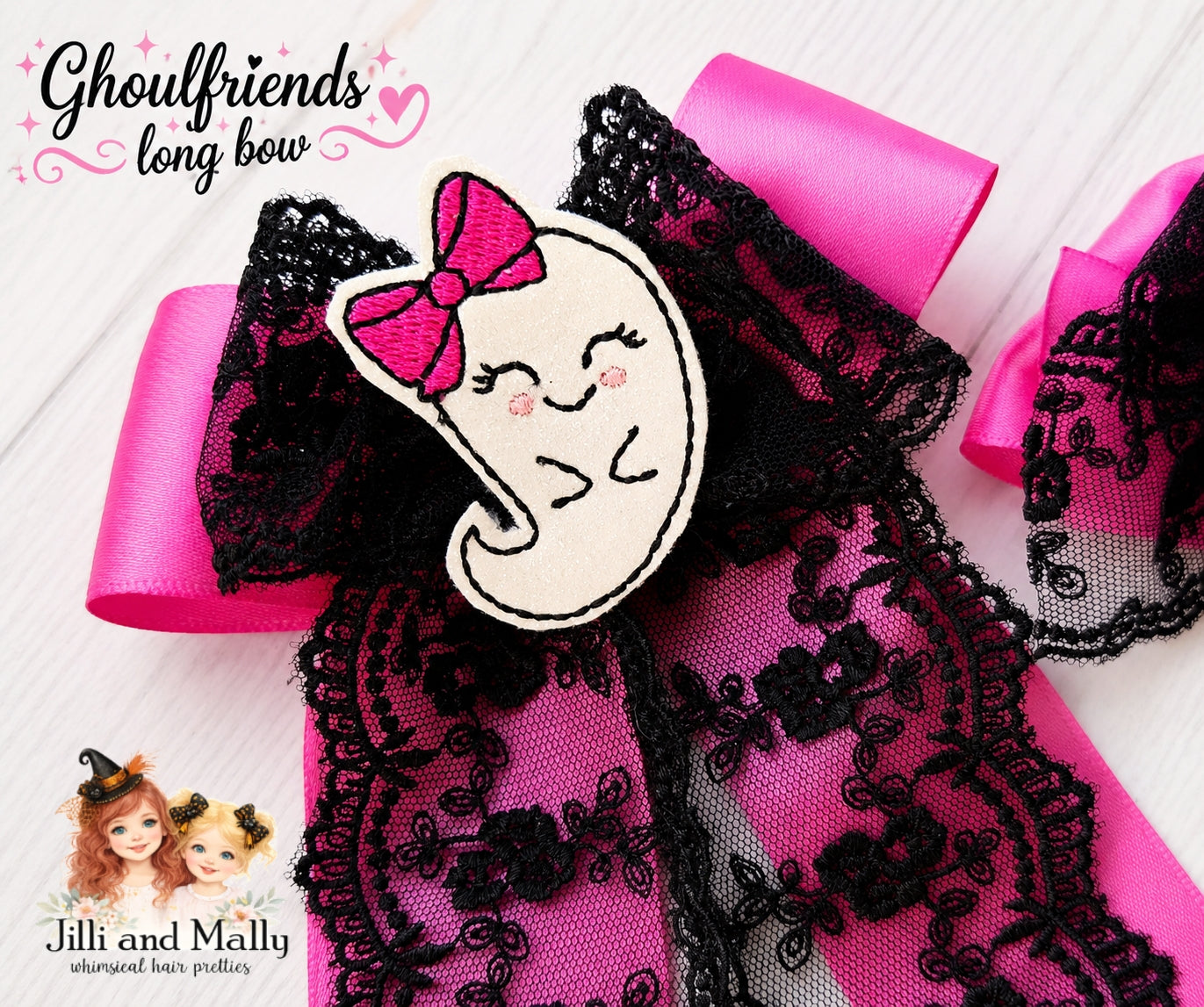 Pink Ghoulfriends Ghost Single OR Piggy Bows OR Long Bows *Pre-order 4 wk turnaround*