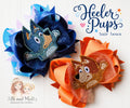 Blue and Orange Heeler Pups Single OR Piggy Bows *Pre-order 4 wk turnaround*