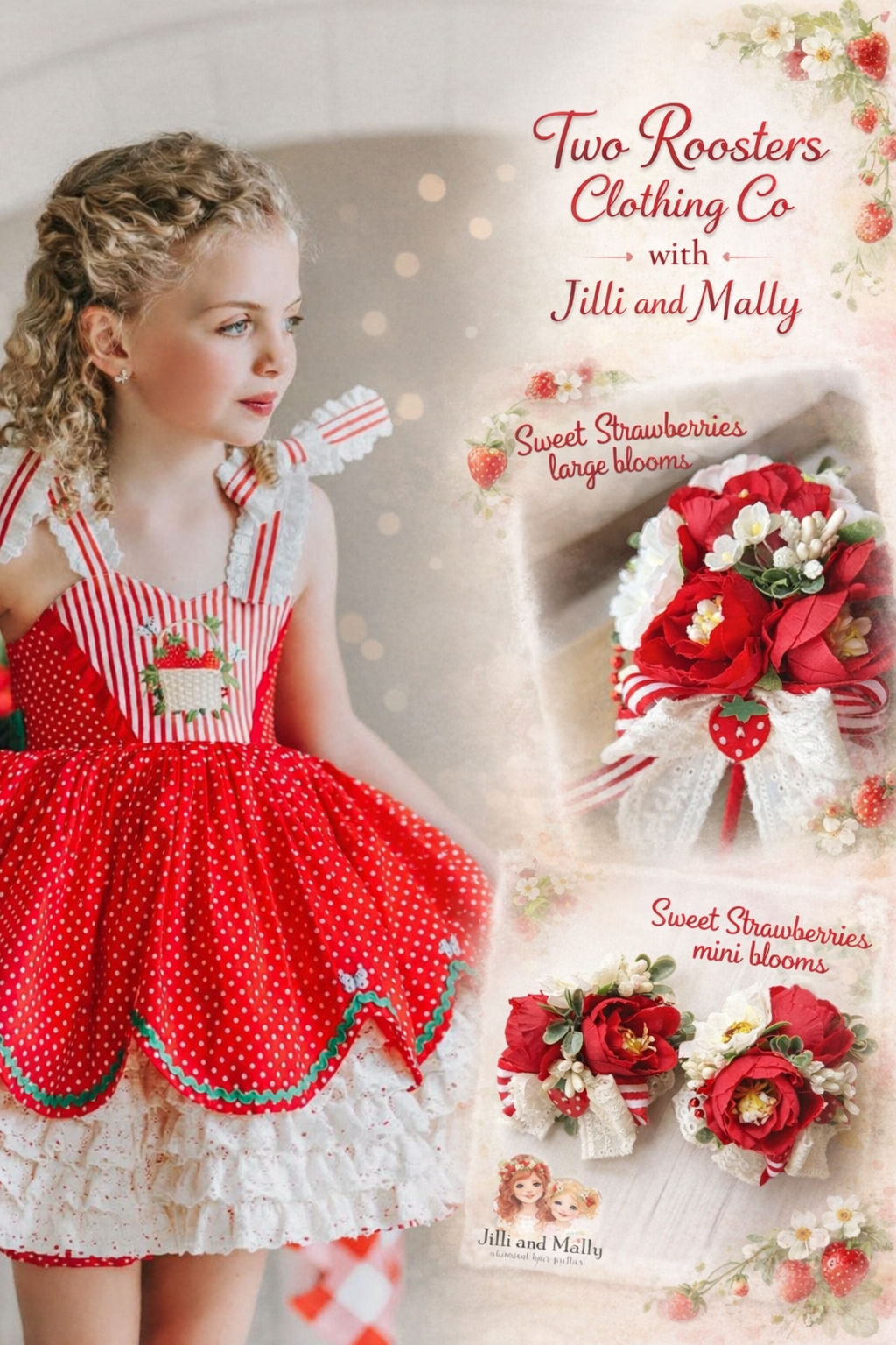 Sweet Strawberries Mini Blooms~Single OR Piggies m2m Two Roosters ClothingCo *Pre-order 4 wk turnaround*