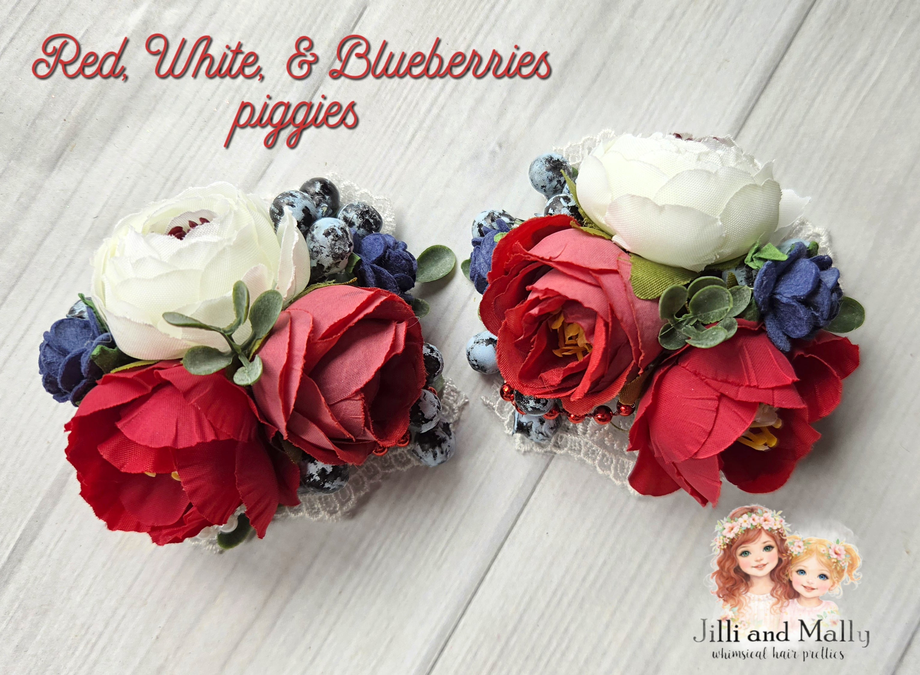 Red, White, and Blueberries Mini Blooms~Single OR Piggies *Pre-order 4 wk turnaround*