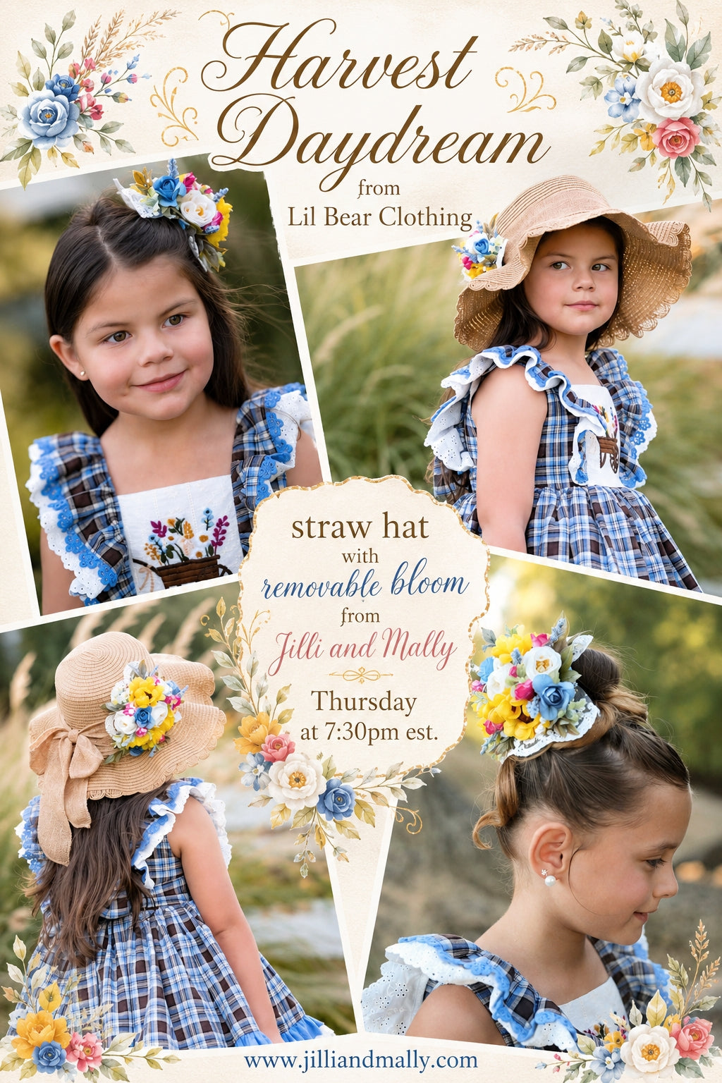 Harvest Daydream Wool Felt Small Floral Bloom m2m Lil Bear Clothing *MTO with 4 wk turnaround*
