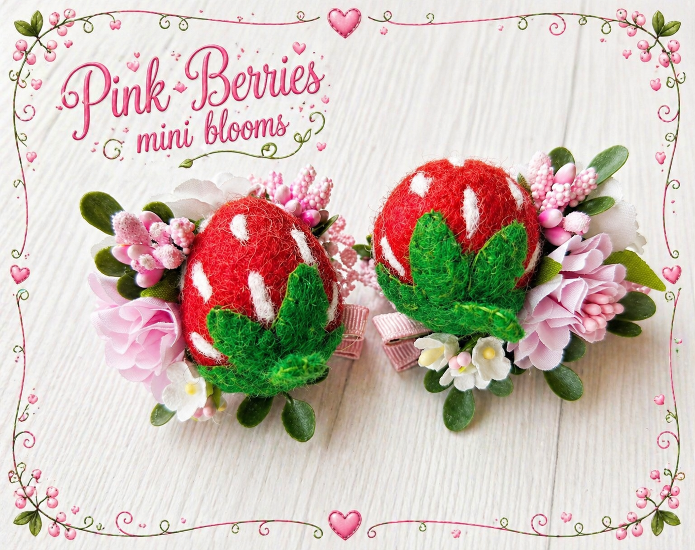 Pink Berries Single or Piggie Set m2m Three By the Sea *Pre-order 4 week turnaround time*