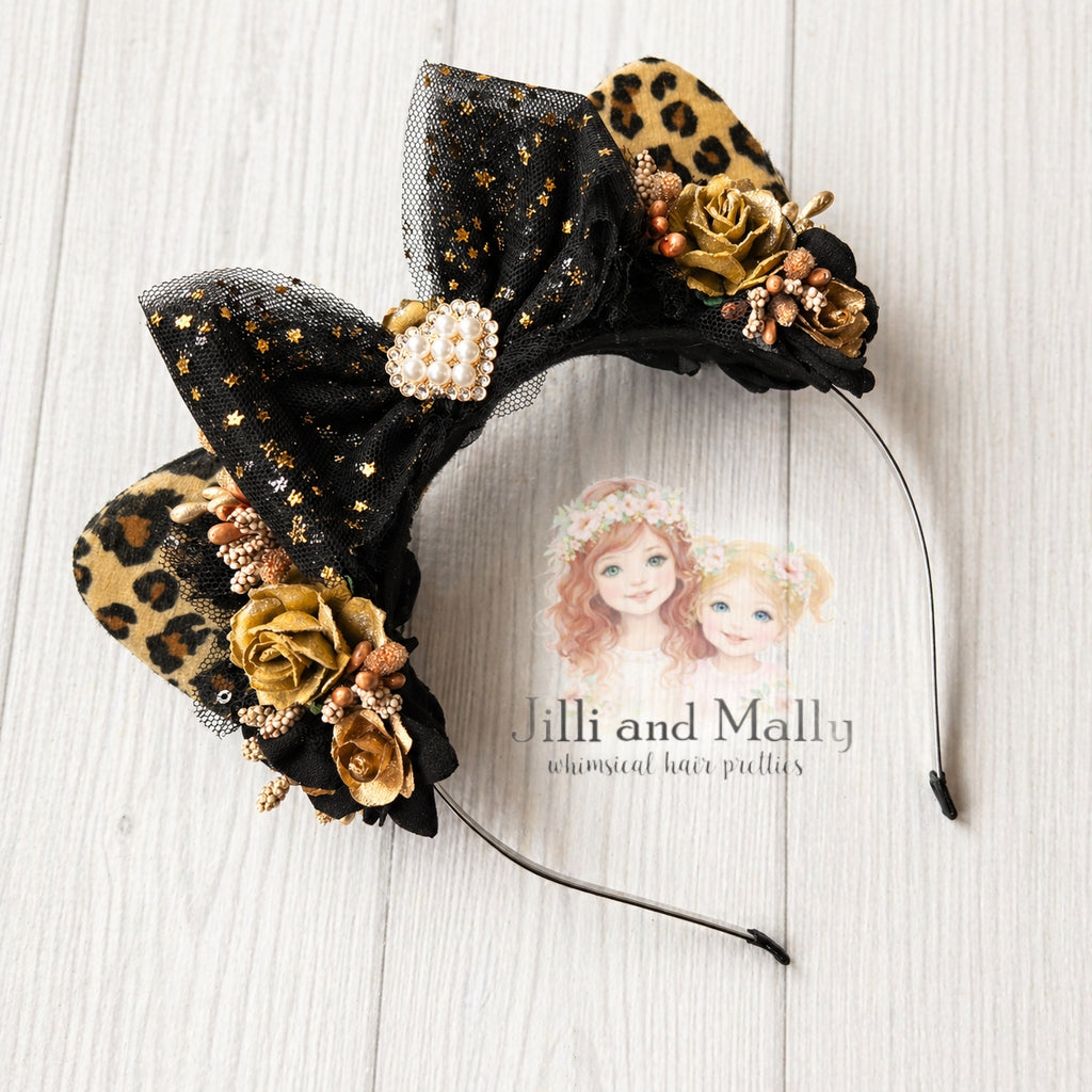 Safari Sidekicks Leopard Ears on Hard Headband m2m Royal Orchard Clothing Pre-order 4 wk TAT
