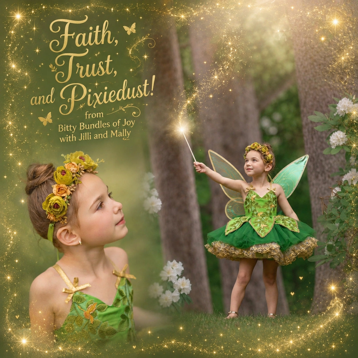 Pixie Hollow Floral Halo or Bun Wrap m2m Bitty Bundles of Joy *Pre-order 4 wk turnaround*
