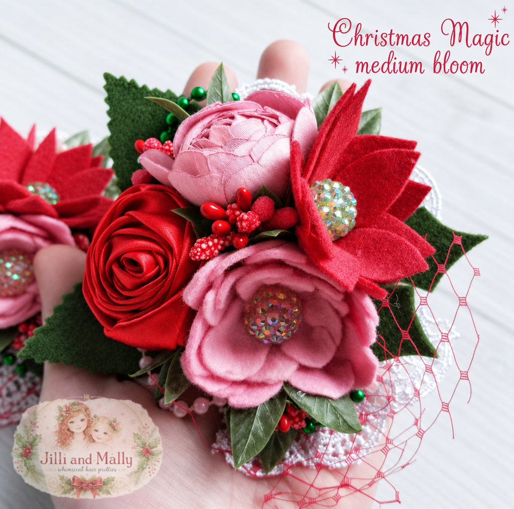 Christmas Magic Wool Felt Floral Bloom *pre-order 4 wk turnaround*