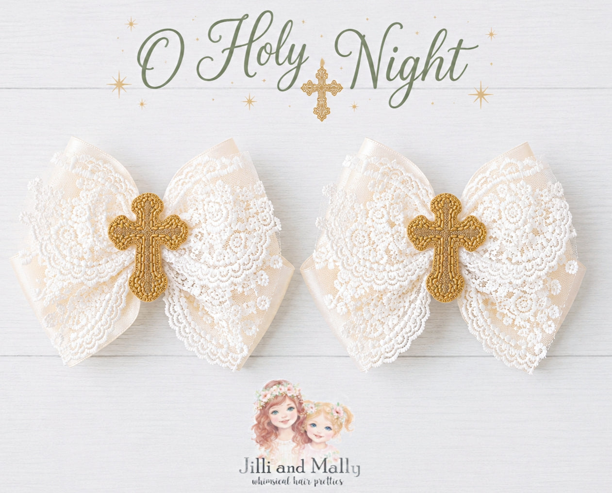 O Holy Night 3" Small Single OR Piggy Bows m2m Kada Boutique *MTO 4 wk turnaround*