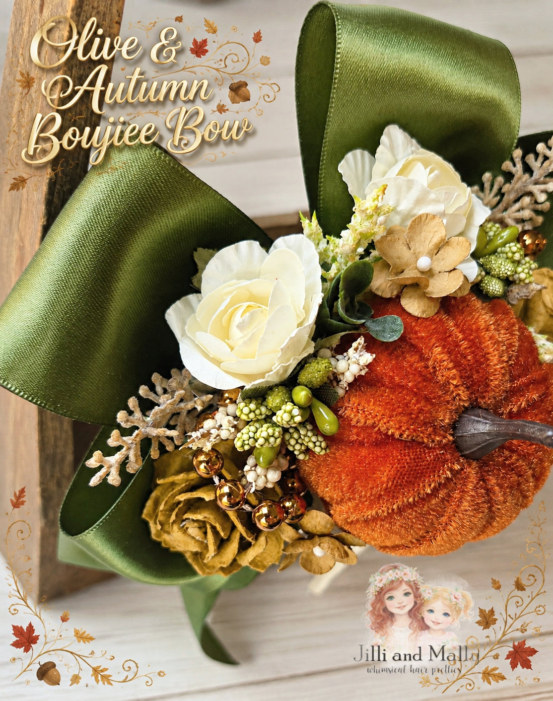 Olive and Autumn Boujiee Bow *Made to Order TAT 4 weeks*