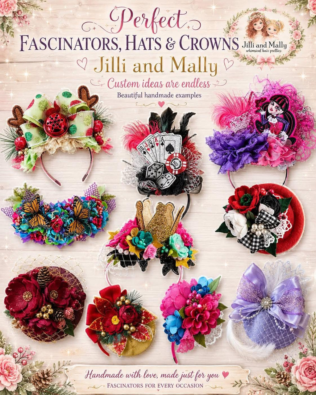**CUSTOM** Fascinator, Mini Hat, Crown, Halo OR Ears *Made to order with 4-6 week turnaround time*