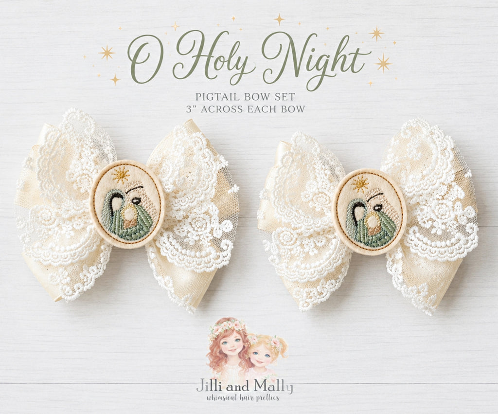 O Holy Night 3" Small Single OR Piggy Bows m2m Kada Boutique *MTO 4 wk turnaround*