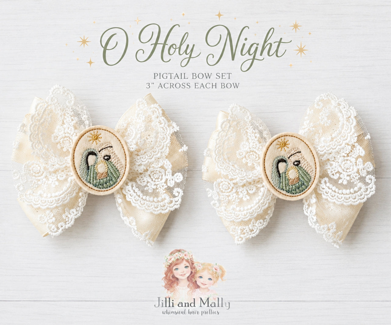 O Holy Night 3" Small Single OR Piggy Bows m2m Kada Boutique *MTO 4 wk turnaround*