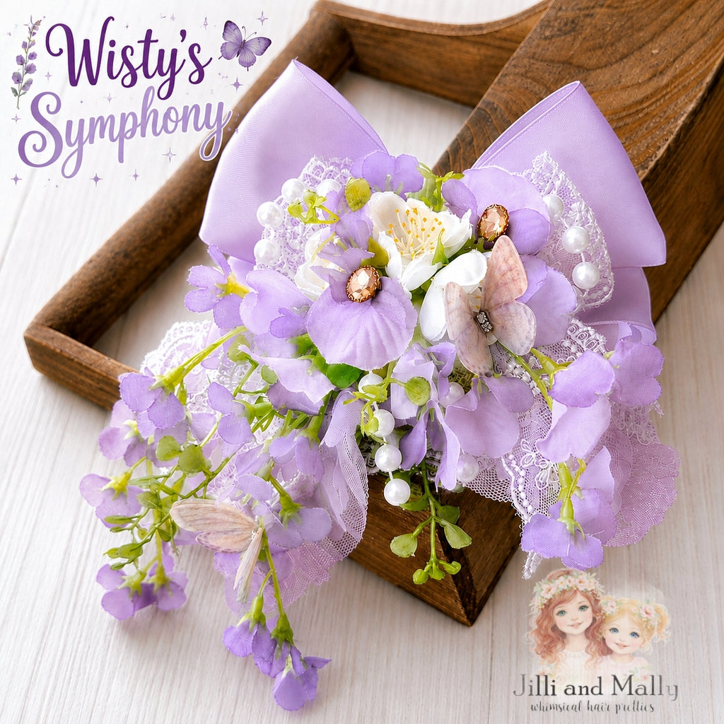 Wisty's Symphony Large Floral Bloom Bow m2m La Petite Wardrobe *pre-order 4 wk turnaround*