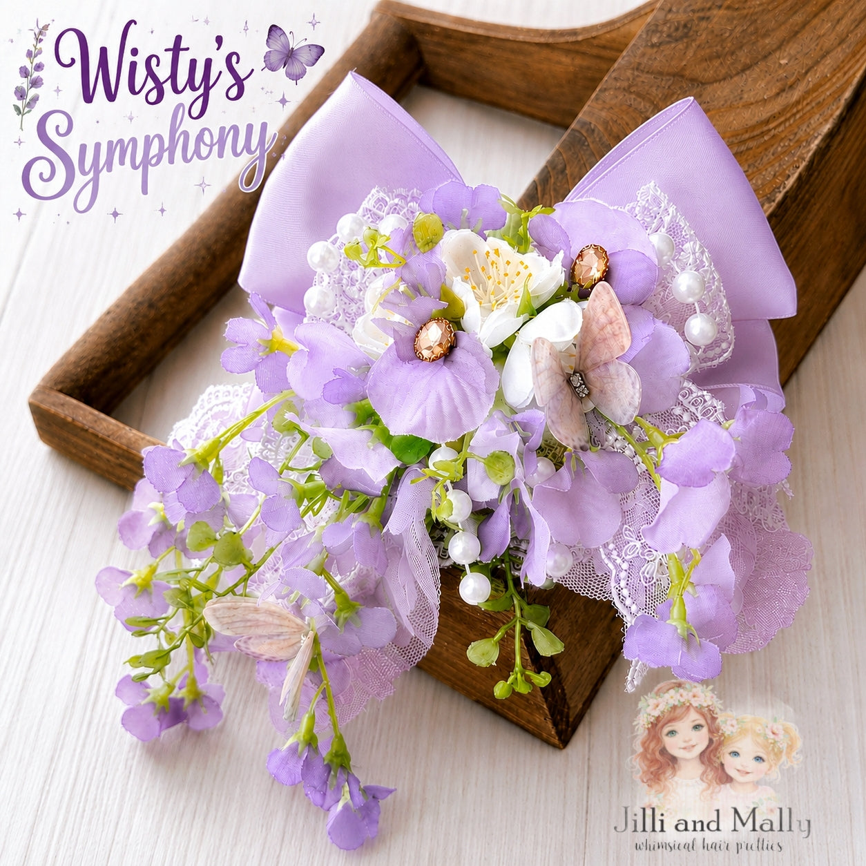Wisty's Symphony Large Floral Bloom Bow m2m La Petite Wardrobe *pre-order 4 wk turnaround*