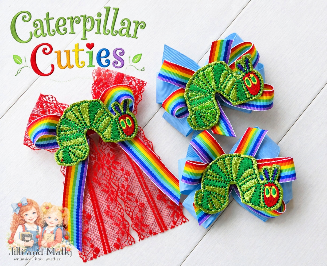 Caterpillar Cuties Single OR Piggy Bows OR Long Bows *Pre-order 4 wk turnaround*