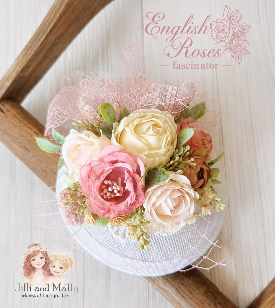 English Roses Floral Fascinator m2m Kada Boutique *pre-order 4 wk turnaround*