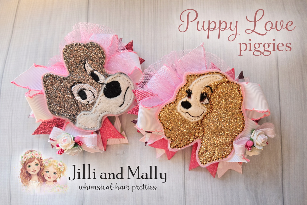 Puppy Love Pigtail Hair Bows *Pre-Order TAT 3 weeks*