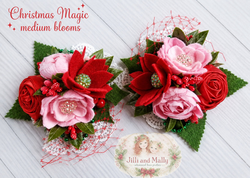 Christmas Magic Wool Felt Floral Bloom *pre-order 4 wk turnaround*