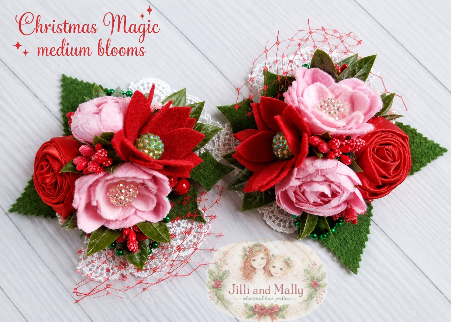 Christmas Magic Wool Felt Floral Bloom *pre-order 4 wk turnaround*