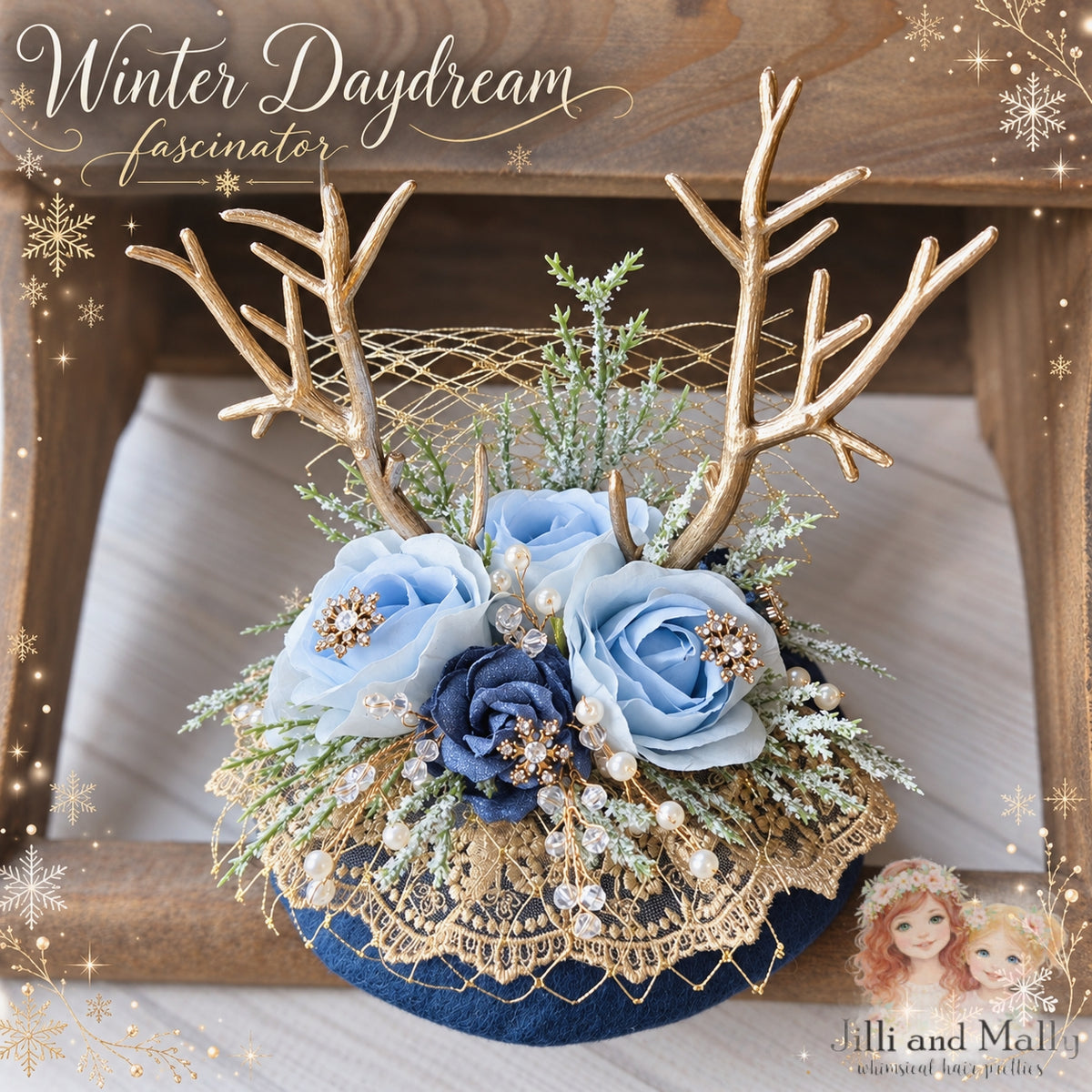 Winter Daydream Fascinator Mini Hat m2m Reina Monroe Originals *Made to Order with 4 week turnaround time*