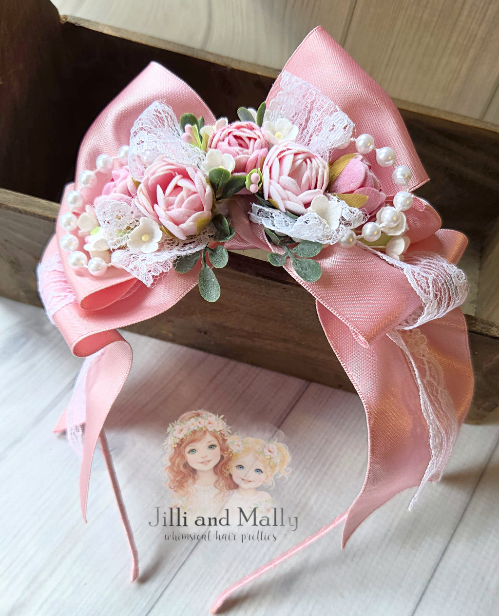 Blush Garden Floral Bow *Pre-Order TAT 4 weeks*