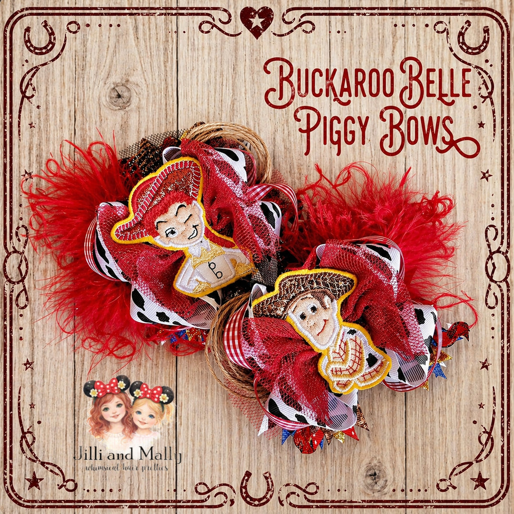 Buckaroo Belle Hair Bows *Single or Piggy set* Pre-order 4 wk turnaround time*