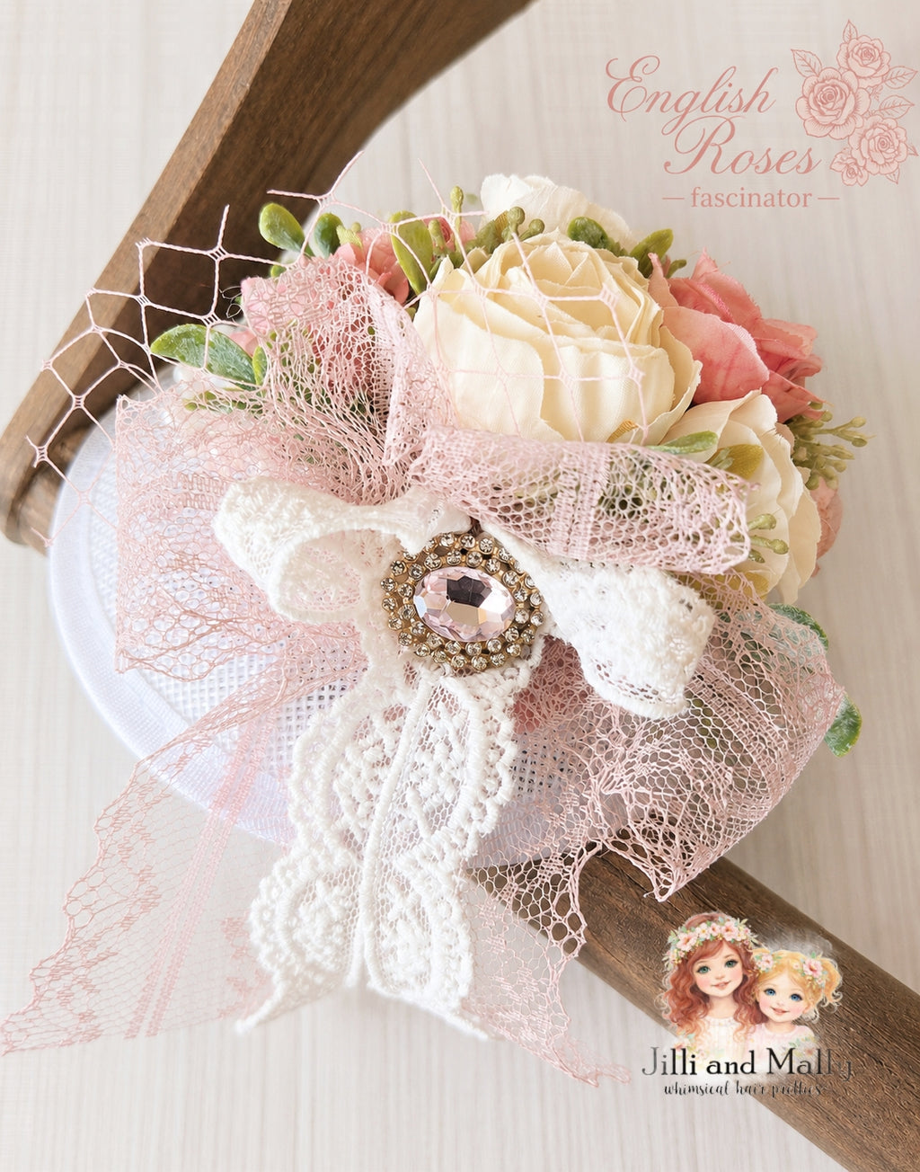 English Roses Floral Fascinator m2m Kada Boutique *pre-order 4 wk turnaround*