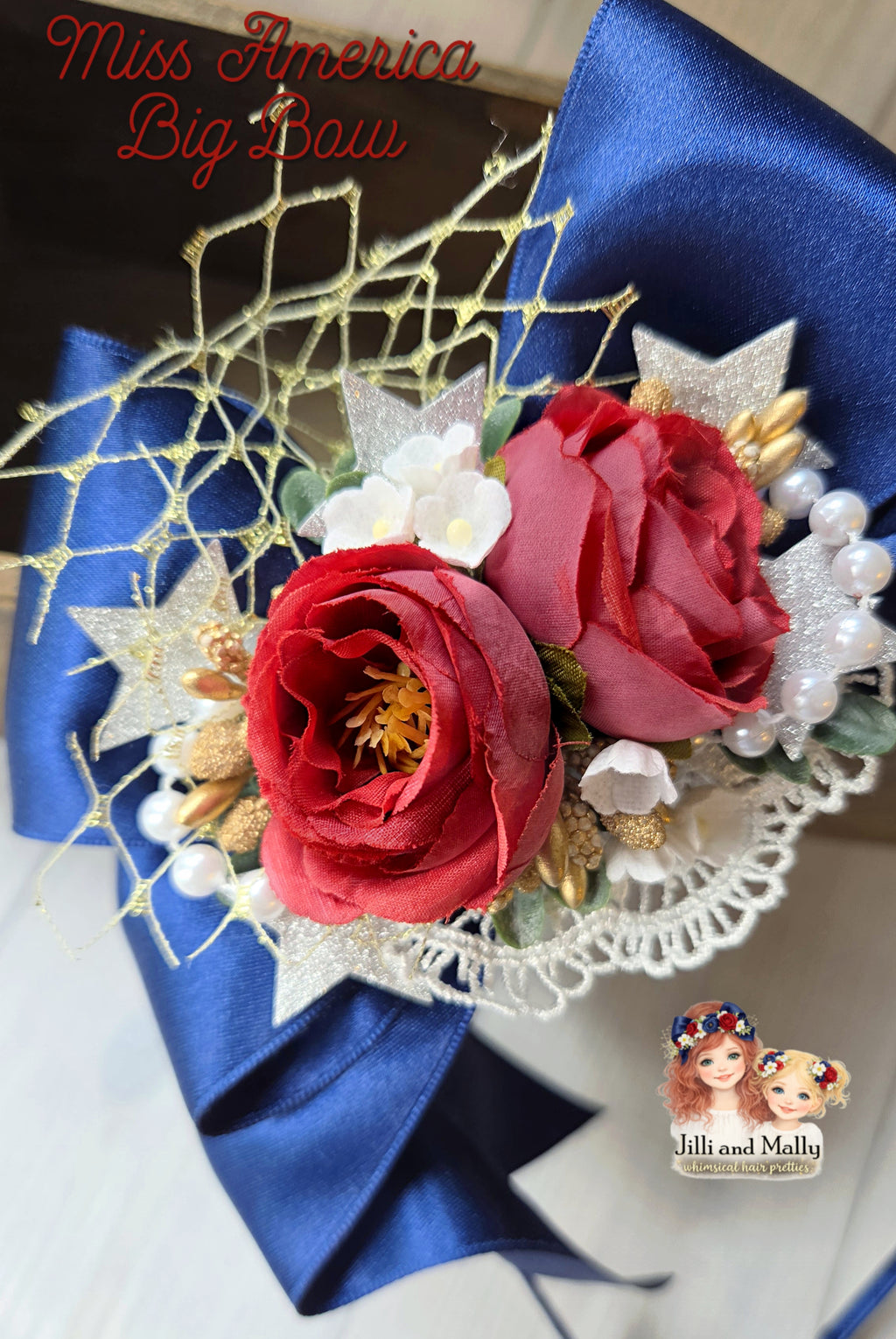 Miss America the Beautiful Floral Boujiee Bow *Pre-Order TAT 4 weeks*