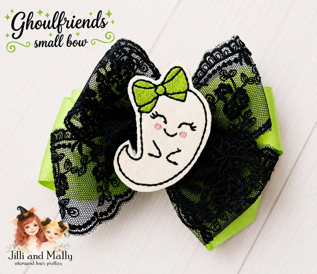 Green Ghoulfriends Ghost Single OR Piggy Bows OR Long Bows *Pre-order 4 wk turnaround*