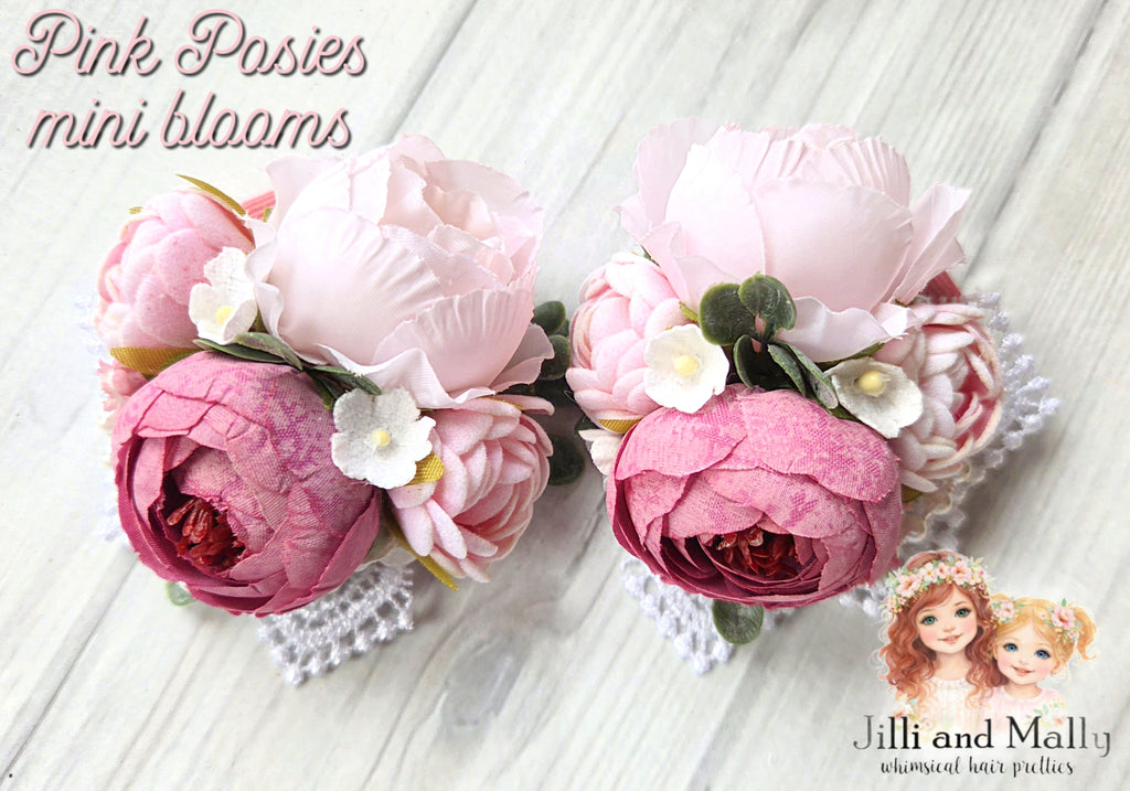 Pink Posies Mini Blooms~Single OR Piggies