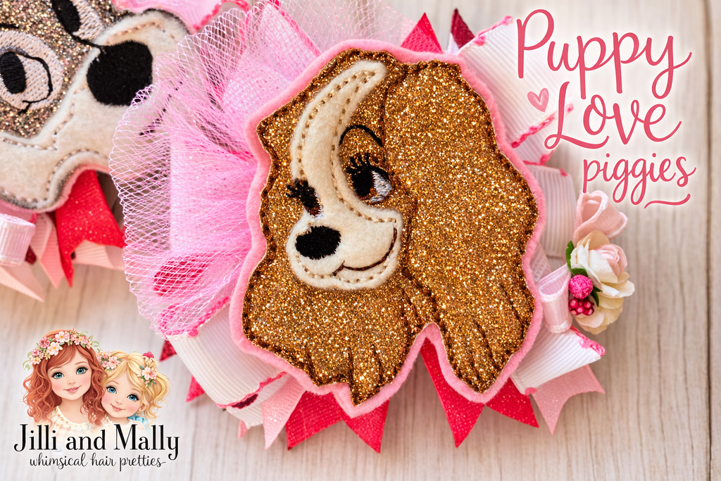 Puppy Love Pigtail Hair Bows *Pre-Order TAT 3 weeks*