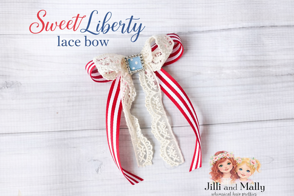 Sweet Liberty Lace & Stripes Bow