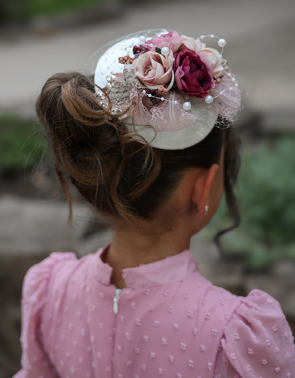 Valentina Floral Fascinator Mini Hat m2m Hummingbirds & Flowers *Made to Order woth 4 week turnaround time*