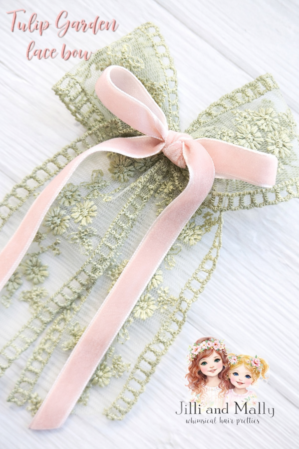 Tulip Garden Velvet & Lace Bow m2m Hummingbirds&Flowers