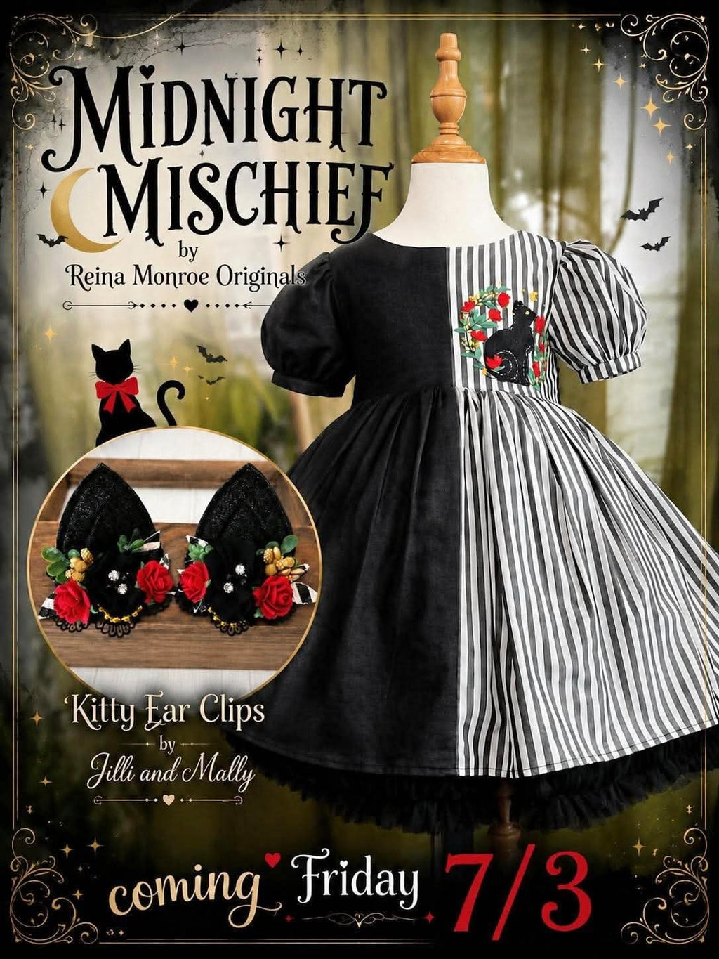 Midnight Mischief Kitty Ears m2m Reina Monroe Originals *Pre-Order TAT 4 weeks*