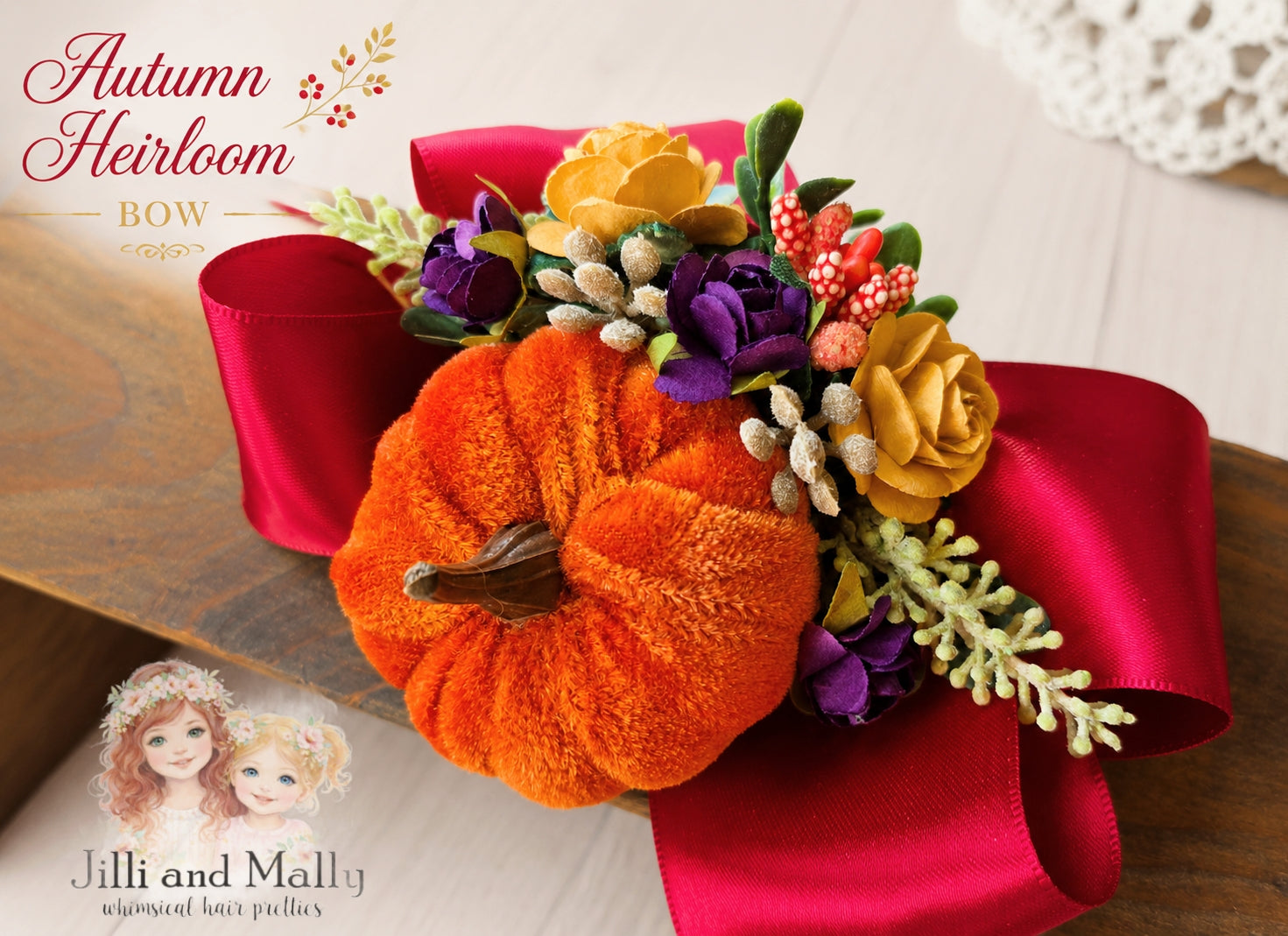 Autumn Heirloom Bow m2m Hummingbirds & Flowers *Pre-Order TAT 4 weeks*