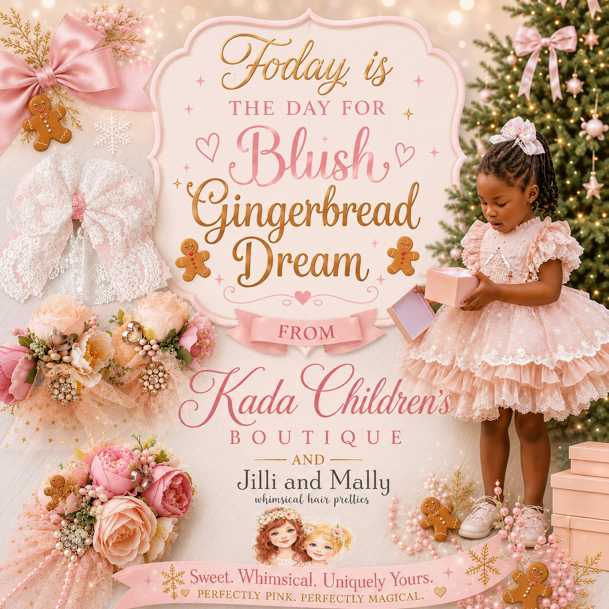 Blush Gingerbread Dream Mini Blooms ~Single OR Piggies m2m Kada Boutique *Pre-order 4 wk turnaround*