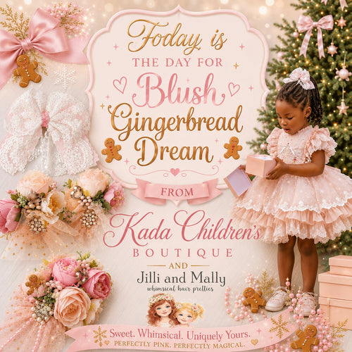 Blush Gingerbread Dream Lace Bows Single OR Piggy Set m2m Kada Boutique *Pre-order 4 wk turnaround*