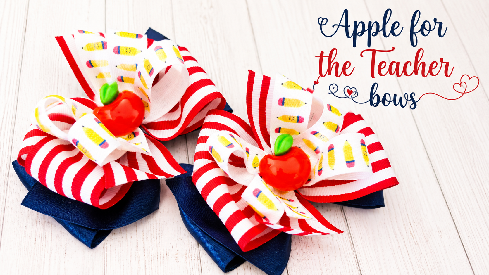 Apple for the Teacher Single OR Piggy Bows m2m Blue Dragonfly Clothing *Pre-order 4 wk turnaround*
