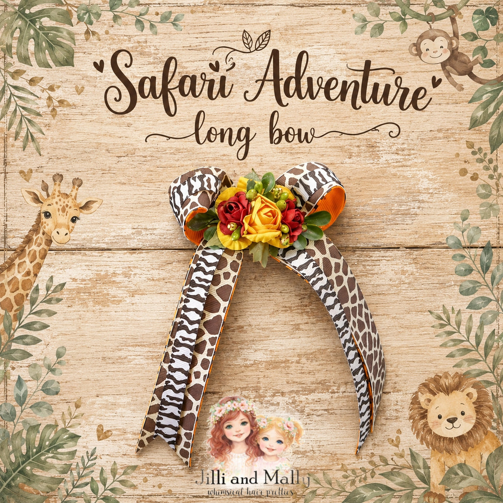 Safari Advertures Floral Long Bows m2m Bitty Bundles of Joy *Pre-order 4 wk turnaround*