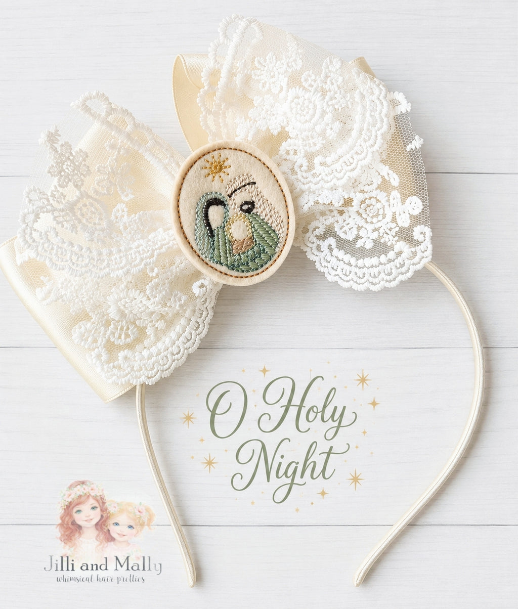 O Holy Night 5" Large Single Bows m2m Kada Boutique *MTO 4 wk turnaround*