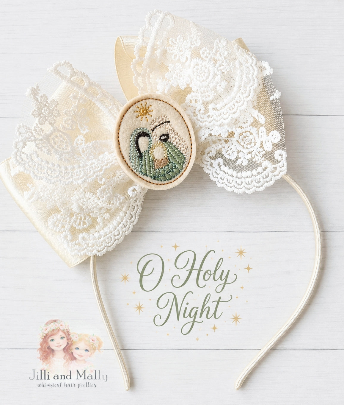 O Holy Night 5" Large Single Bows m2m Kada Boutique *MTO 4 wk turnaround*