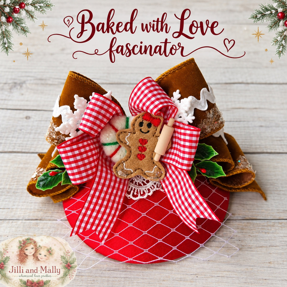 Baked with Love Gingerbread Fascinator Mini Hat *Made to Order with 4 week turnaround time*