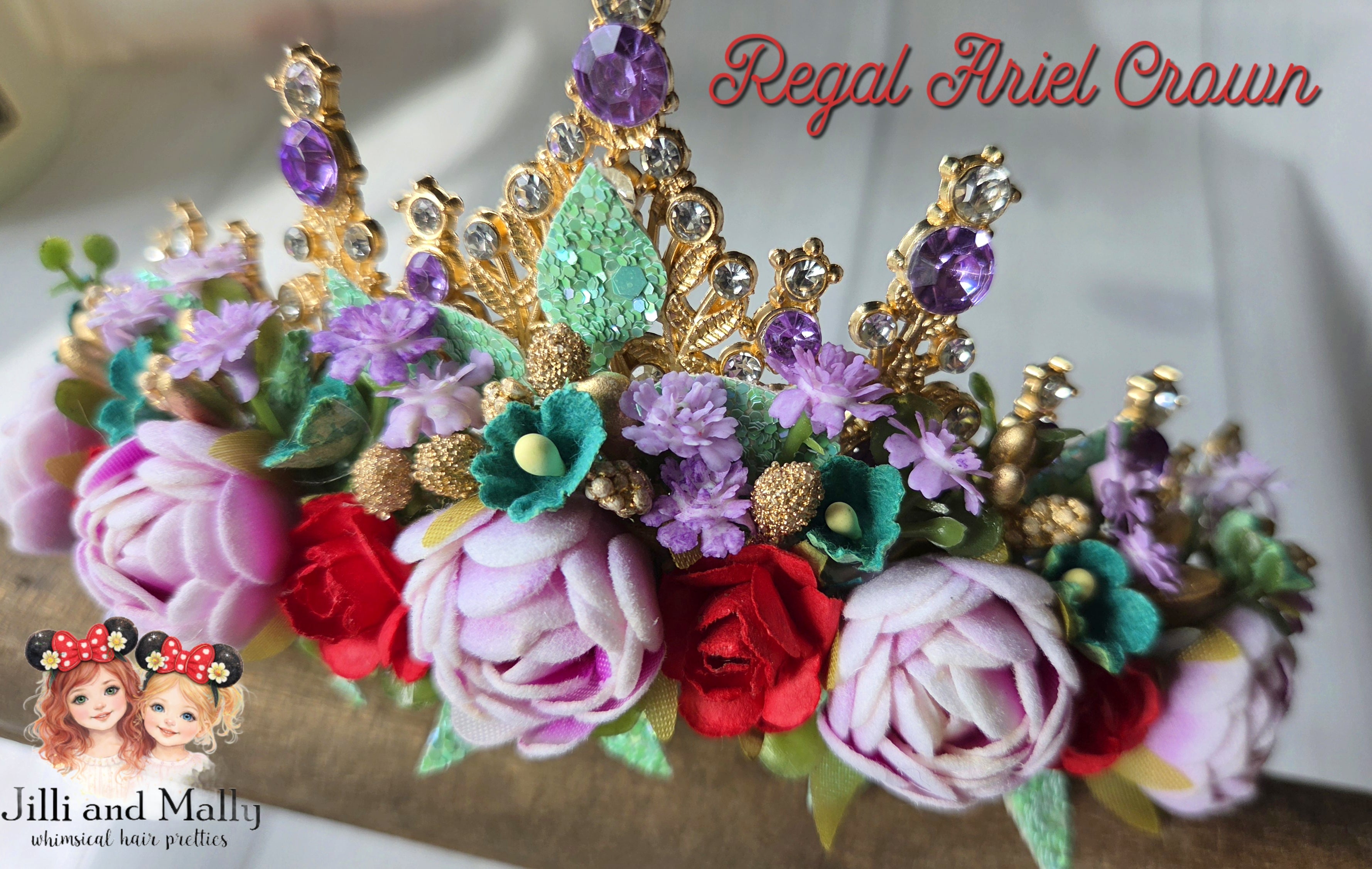 Regal Mermaid Floral Crown m2m Bitty Bundles of Joy *Pre-Order-4 wk turnaround*
