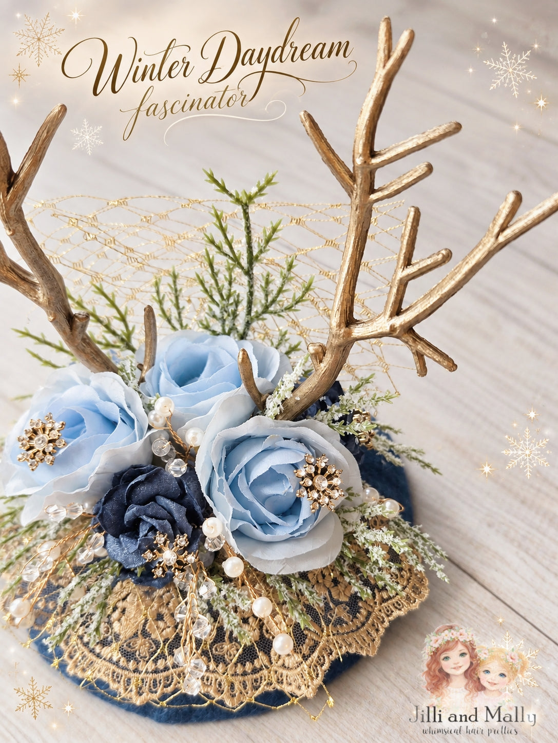 Winter Daydream Fascinator Mini Hat m2m Reina Monroe Originals *Made to Order with 4 week turnaround time*