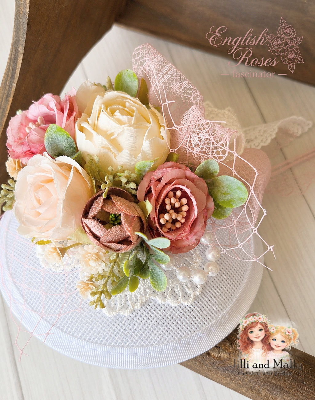English Roses Floral Fascinator m2m Kada Boutique *pre-order 4 wk turnaround*
