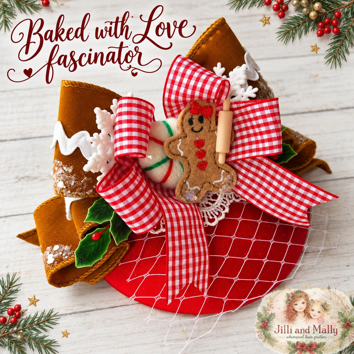 Baked with Love Gingerbread Fascinator Mini Hat *Made to Order with 4 week turnaround time*