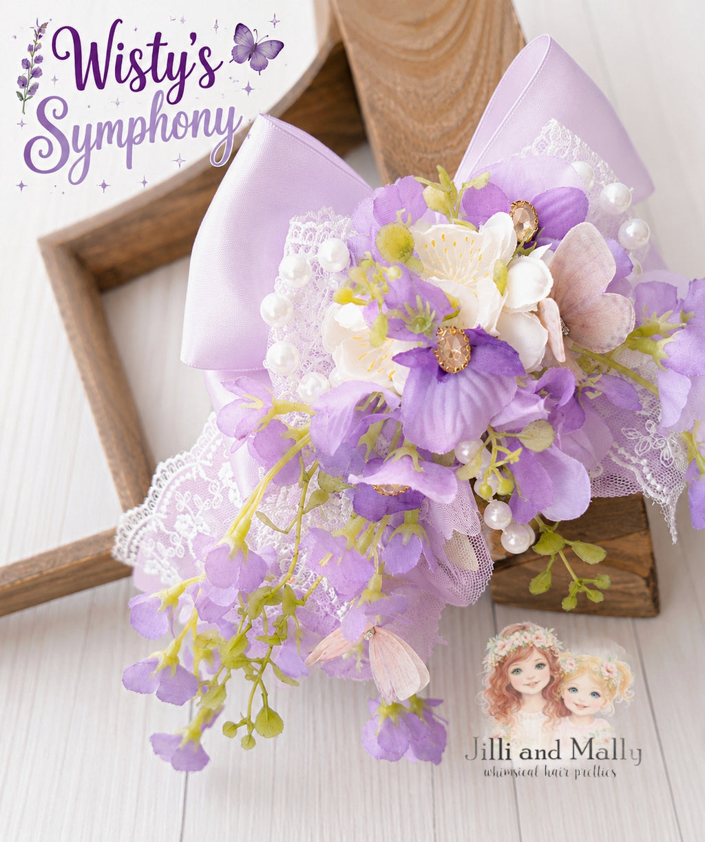 Wisty's Symphony Large Floral Bloom Bow m2m La Petite Wardrobe *pre-order 4 wk turnaround*