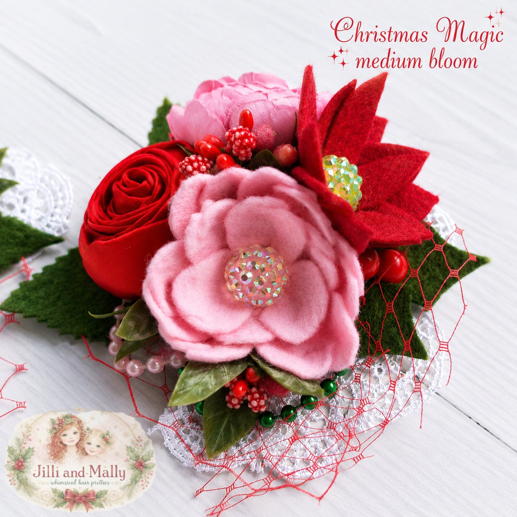 Christmas Magic Wool Felt Floral Bloom *pre-order 4 wk turnaround*