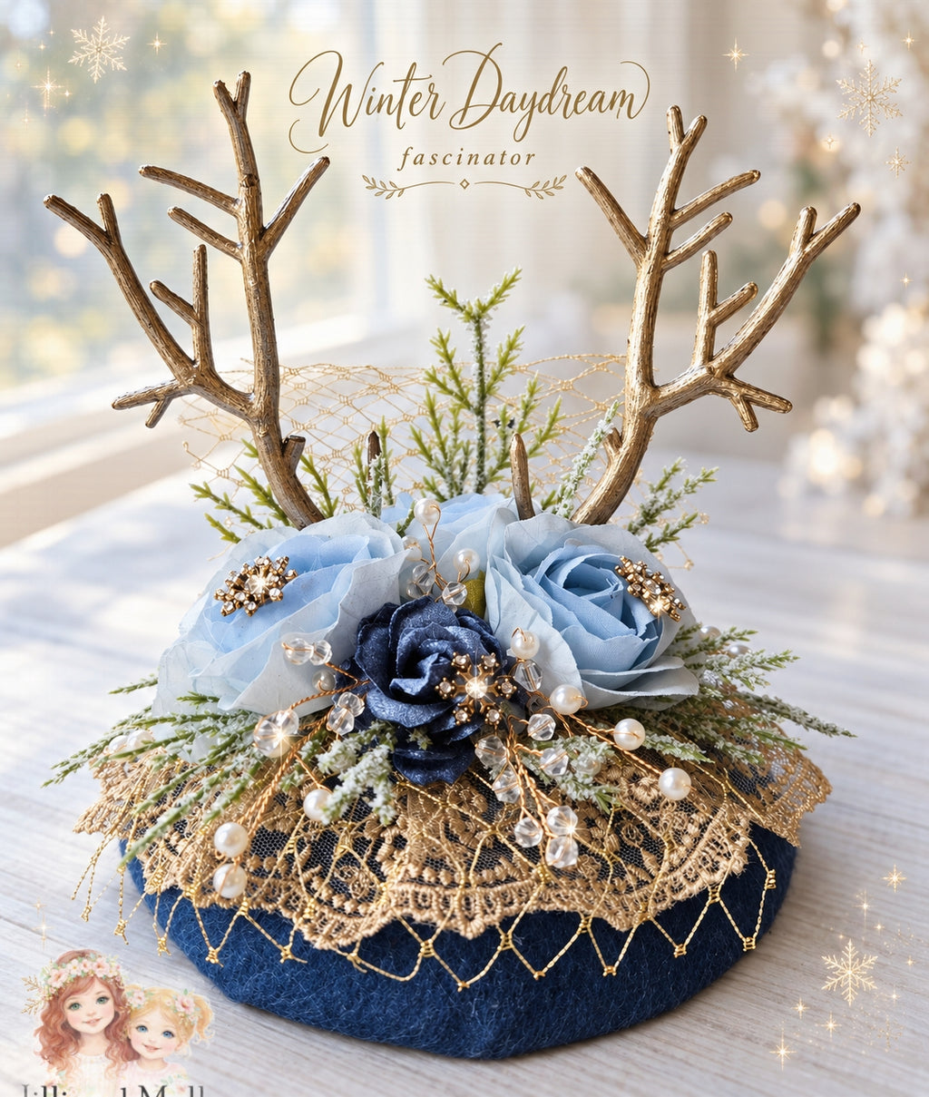 Winter Daydream Fascinator Mini Hat m2m Reina Monroe Originals *Made to Order with 4 week turnaround time*
