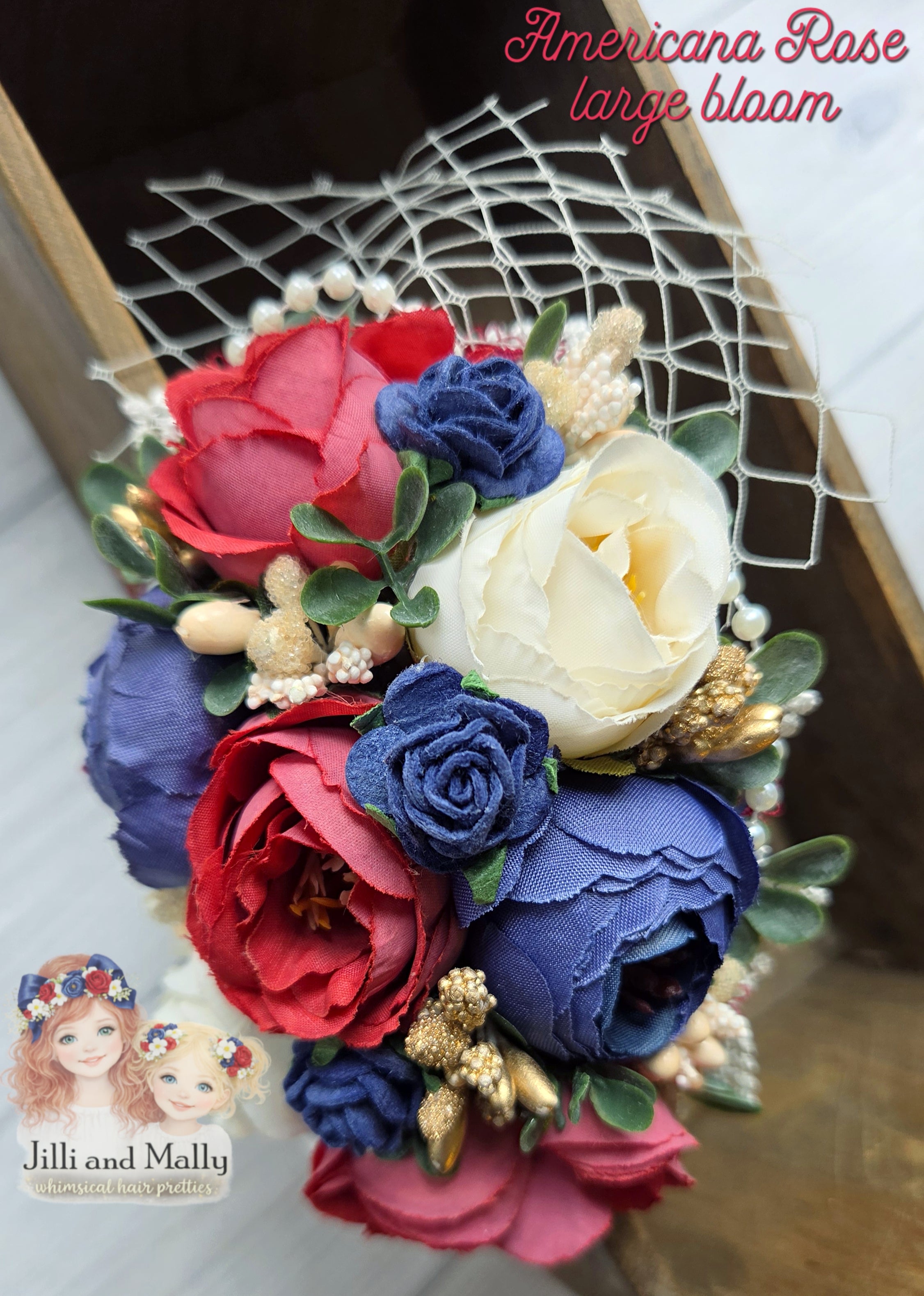 Americana Rose Large Floral Bloom m2m Mia Miel & Forever Remi *pre-order 4 wk turnaround*